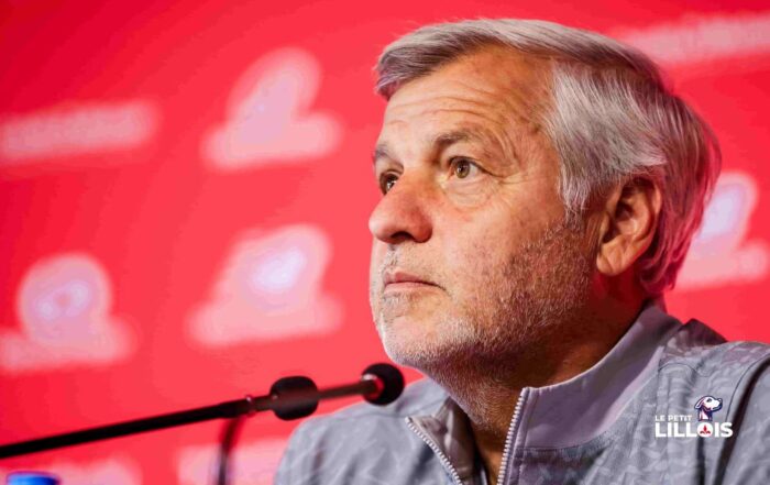 Bruno Genesio en conf&eacute;rence de presse avant FC Nantes - LOSC