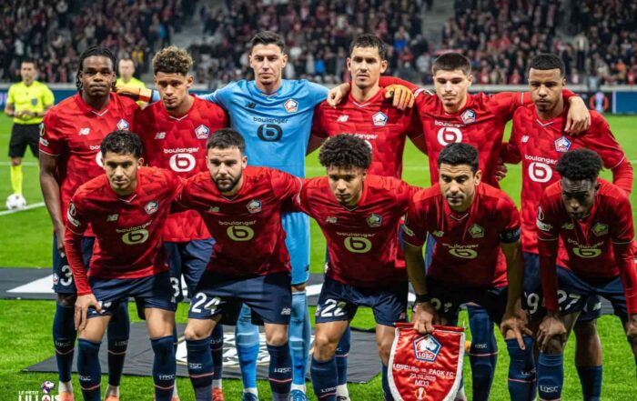 Les joueurs du LOSC avant un match de Ligue Europa.