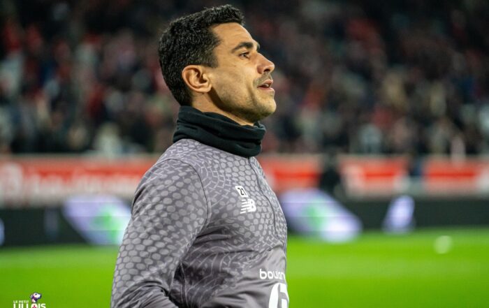 Benjamin André, capitaine du LOSC, à l'échauffement.