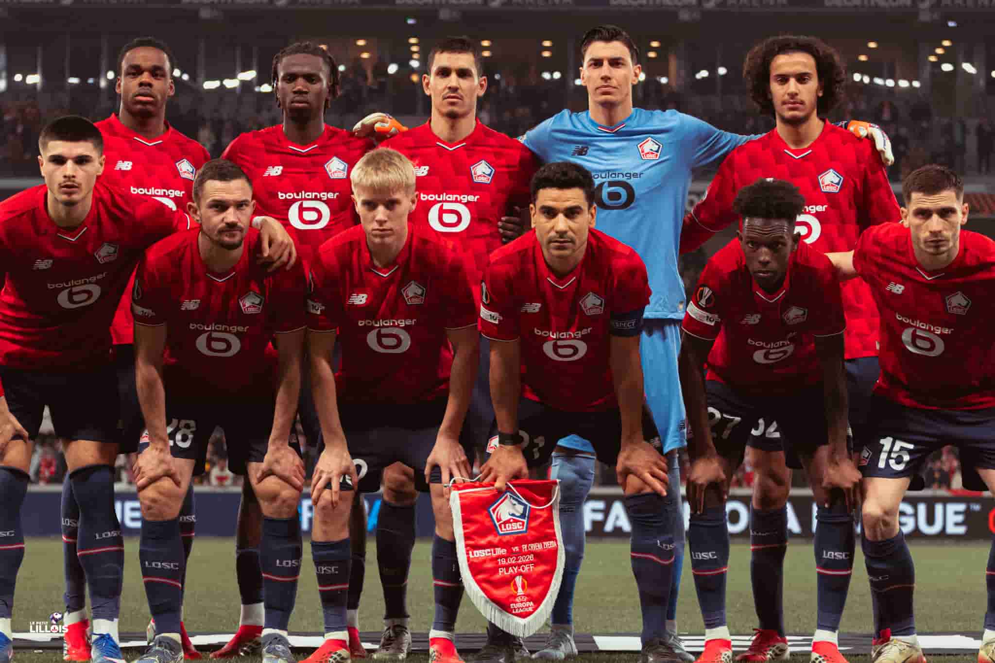 Les joueurs du LOSC se pr&eacute;sentent aux journalistes avant d'affronter l'Etoile Rouge de Belgrade.