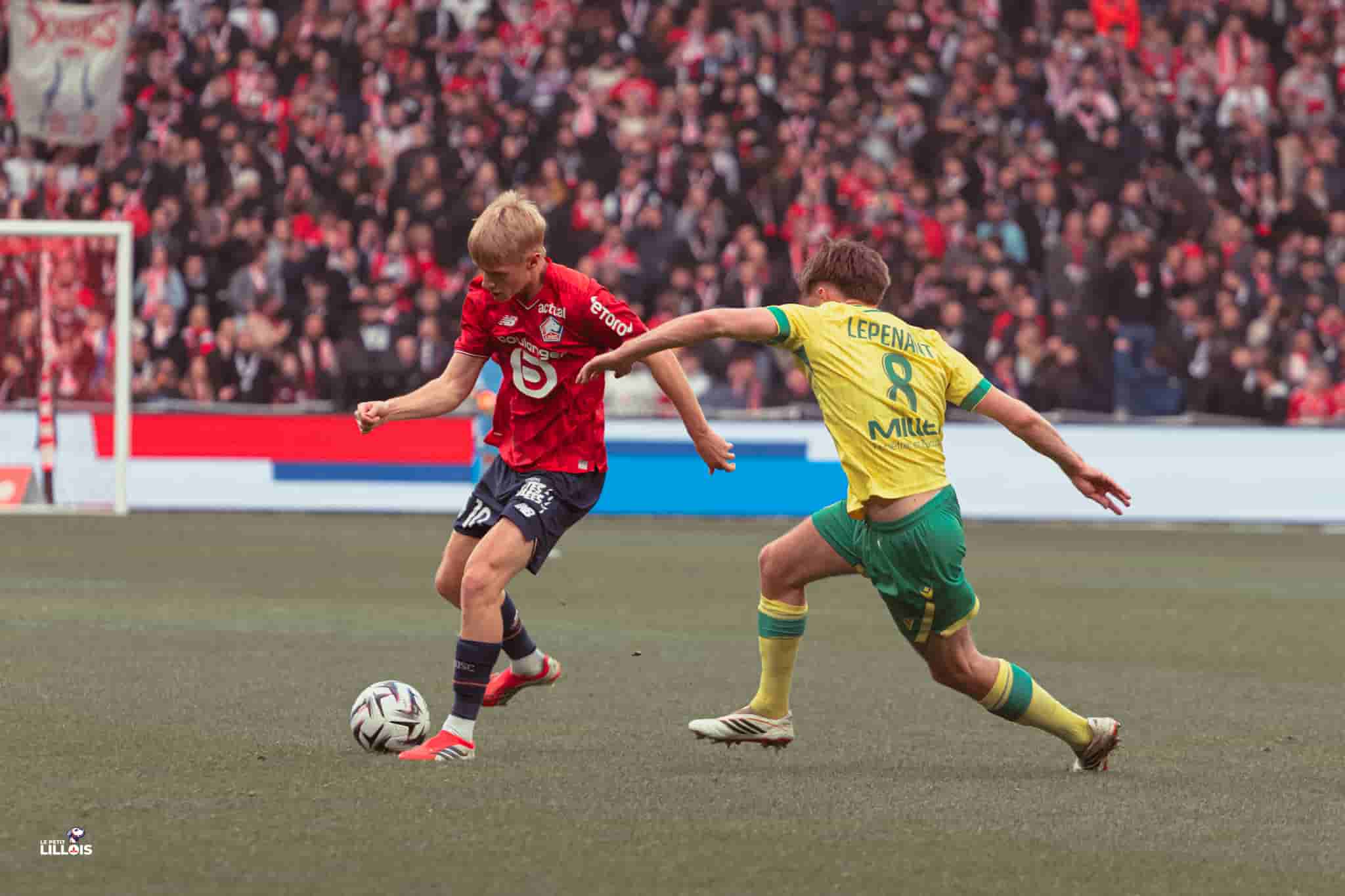 Hakon Haraldsson, titularis&eacute; avec le LOSC face au FC Nantes.