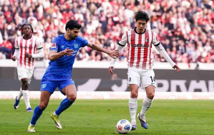 Martin Terrier buteur avec le Bayer Leverkusen en Allemagne.