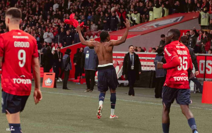 Nathan Ngoy, buteur providentiel du LOSC face au FC Nantes, laisse exploser sa joie.