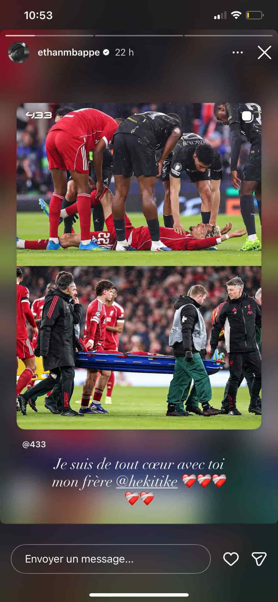 Ethan Mbapp&eacute; apporter son soutien &agrave; Hugo Ekitike.