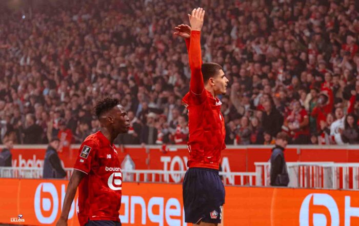 C&eacute;l&eacute;bration : Matias Fernandez-Pardo, auteur d'un but et d'une passe d&eacute;cisive pendant LOSC - RC Lens.Matias Fernandez-Pardo, auteur d'un but et d'une passe d&eacute;cisive pendant LOSC - RC Lens.