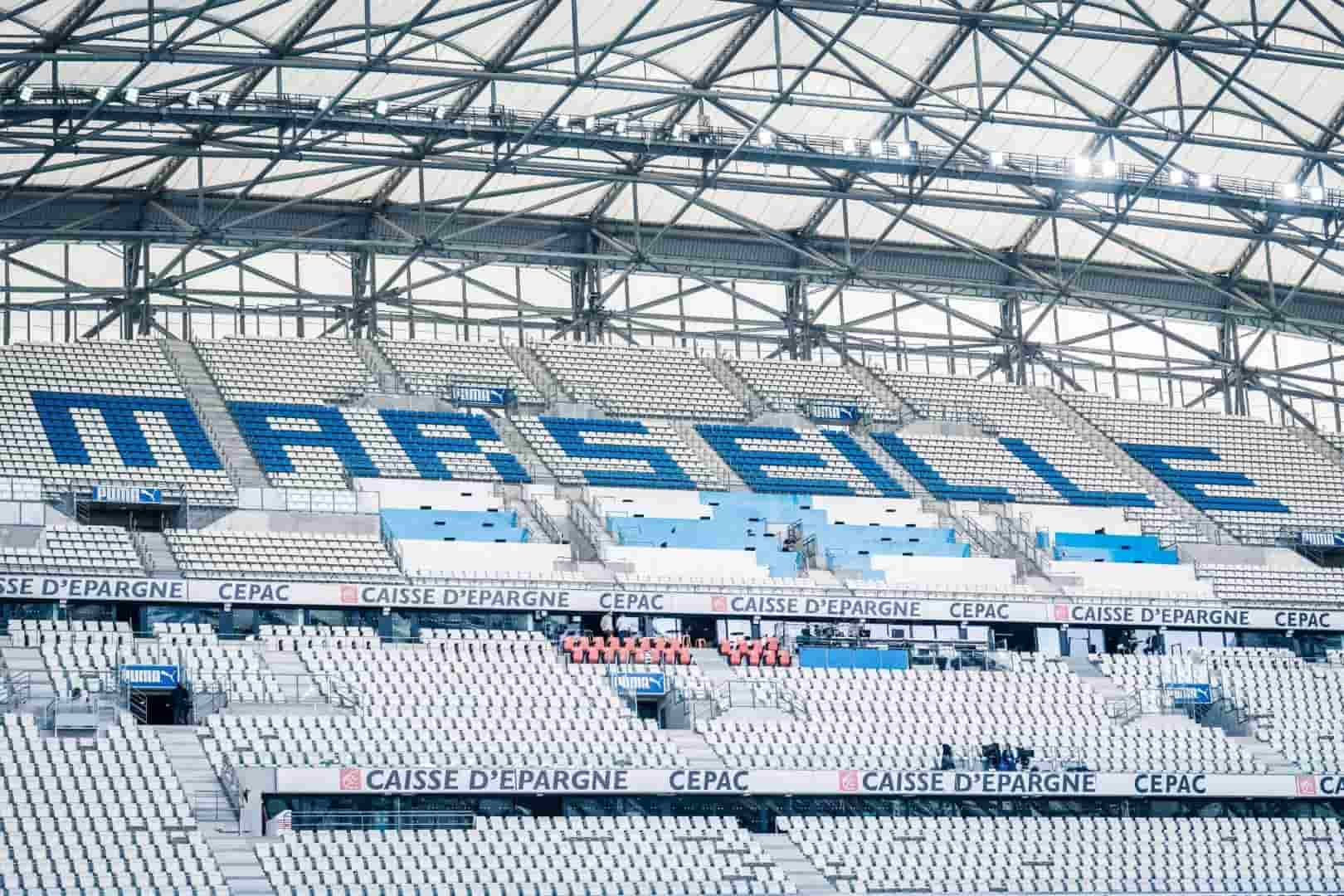 Les tribunes de l'Orange V&eacute;lodrome, enceinte de l'Olympique de Marseille.
