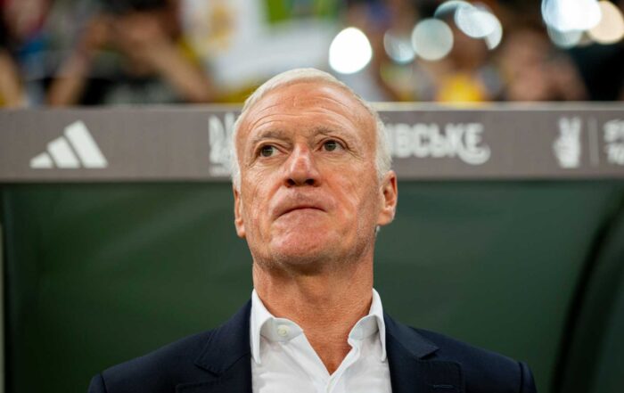 WROCLAW, POLAND - SEPTEMBER 5: Didier Deschamps of France looks on during the FIFA World Cup 2026 qualifier match between Ukraine and France at Tarczynski Arena on September 5, 2025 in Wroclaw, Poland.