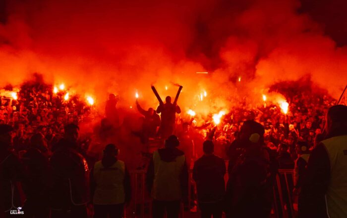 Les supporters lillois en tribunes pendant LOSC - AJA.