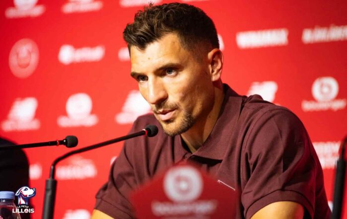 Thomas Meunier, en conf&eacute;rence de presse avec le LOSC.