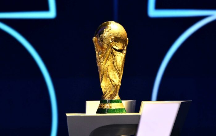 WASHINGTON, DC - DECEMBER 05: FIFA World Cup Trophy is displayed during the FIFA World Cup 2026 Official Draw at John F. Kennedy Center for the Performing Arts on December 05, 2025 in Washington, DC.