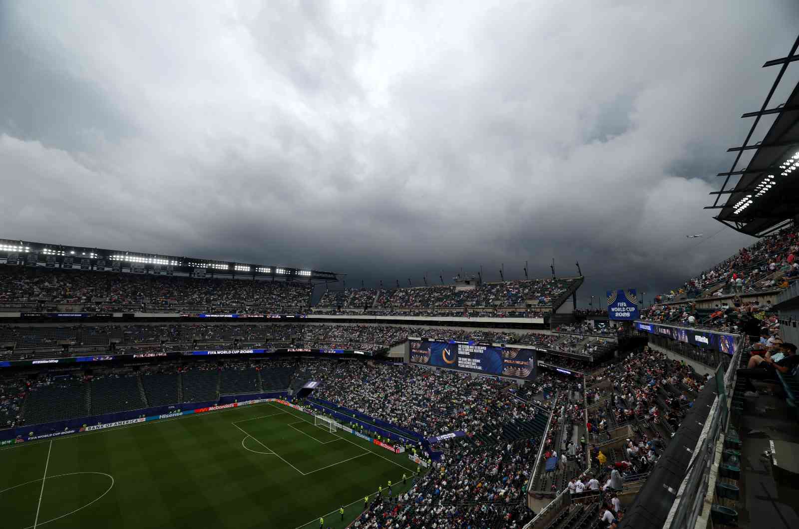 France Orage Coupe du Monde 2026 PHILADELPHIE, PENNSYLVANIE - 22 JUIN : Une vue générale lors du match du Groupe I de la Coupe du Monde FIFA 2026 entre la France et l’Irak au Philadelphia Stadium le 22 juin 2026 à Philadelphie, Pennsylvanie.