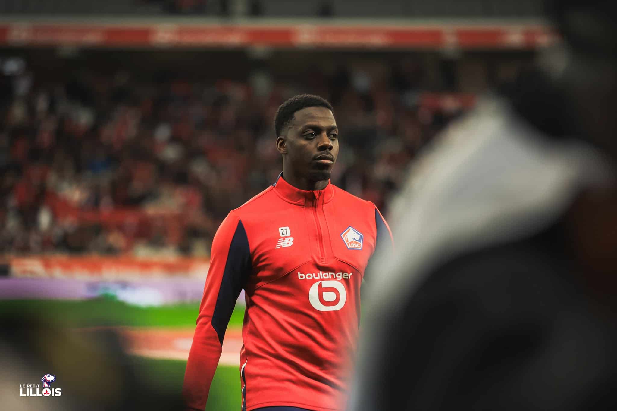 Mohamed Bayo &agrave; l'&eacute;chauffement pendant LOSC - Stade Rennais.