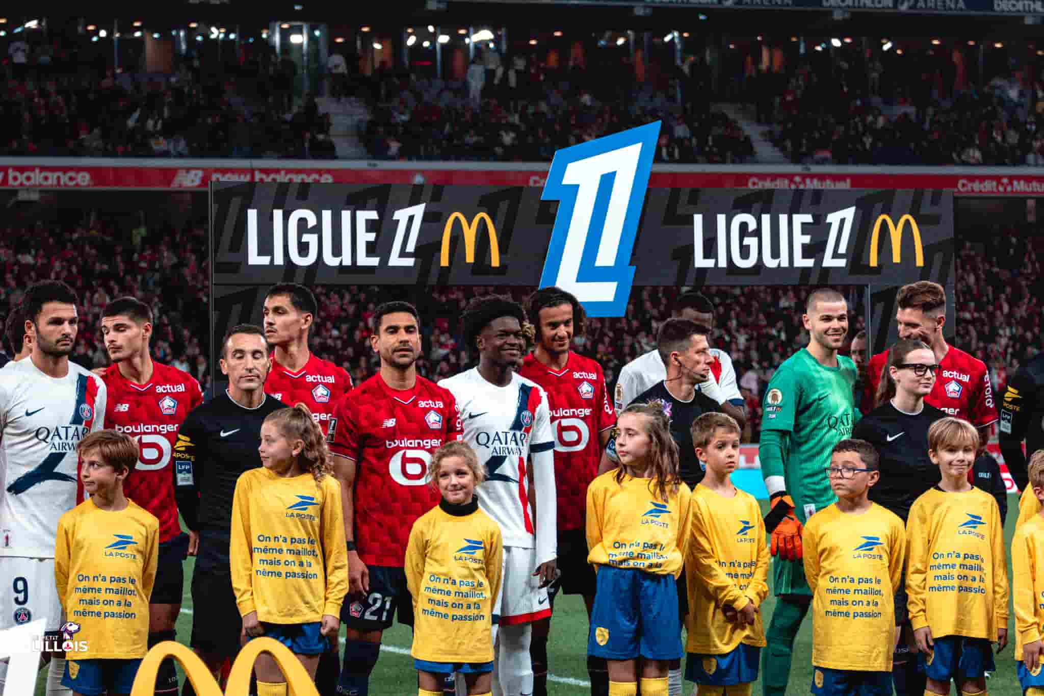Les joueurs du LOSC et du PSG se m&ecirc;lent pour une photo avant un choc en Ligue 1.