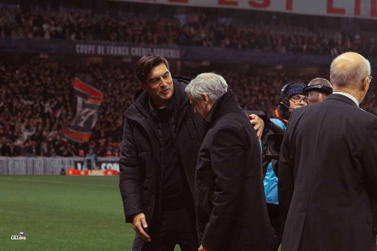 Accolade entre Bruno Genesio et Paulo Fonseca avant LOSC - OL.