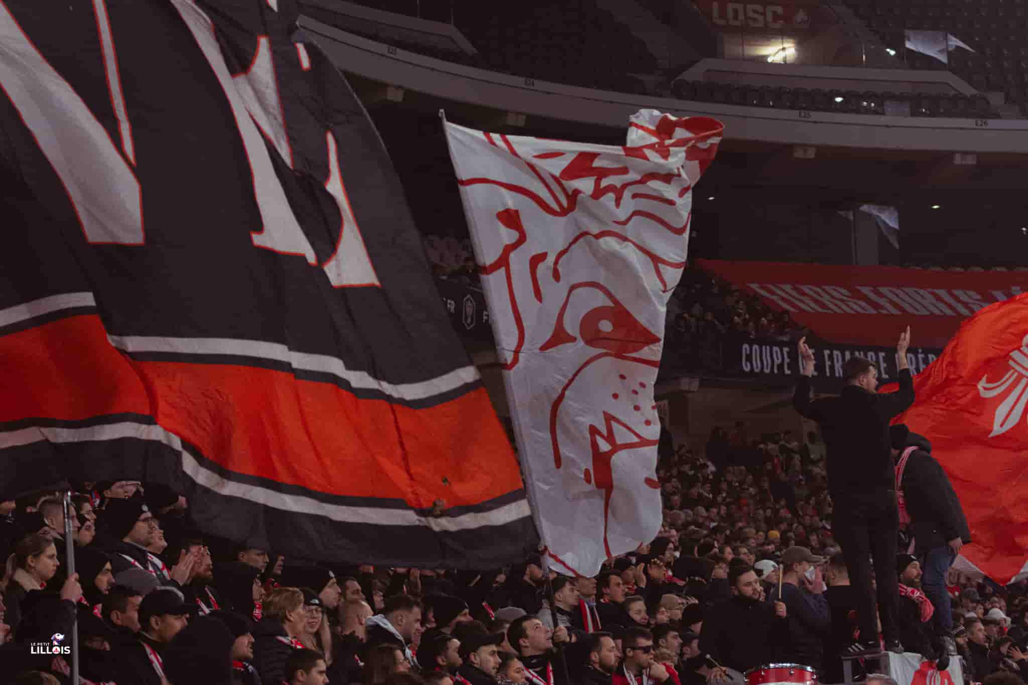 Les supporters lillois de retour en tribunes pendant LOSC - OL en Coupe de France.