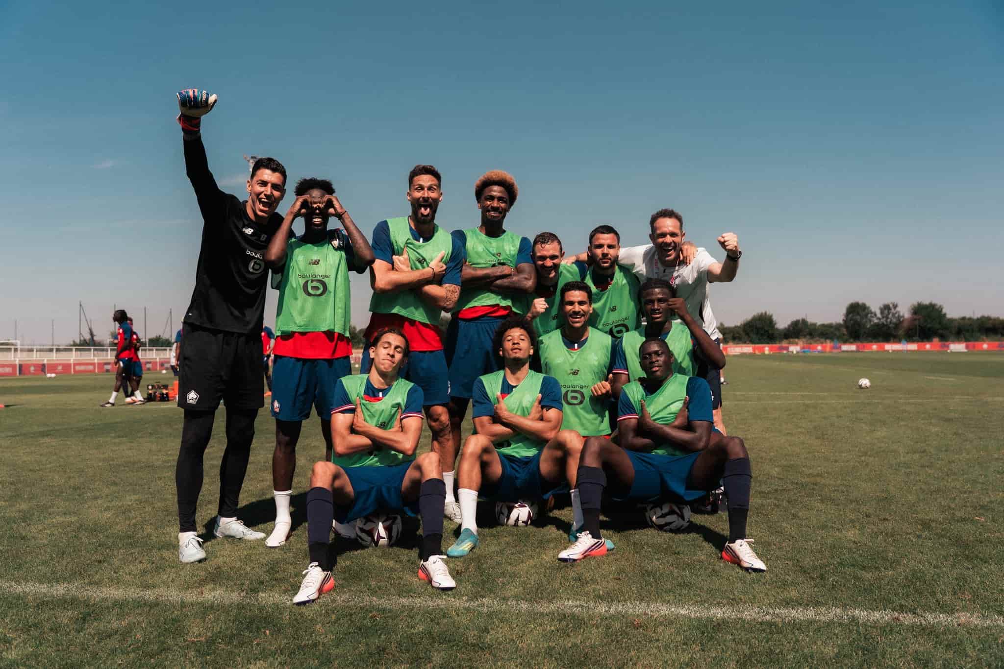 LOSC Collectif Le collectif du LOSC, heureux à l'entraînement.