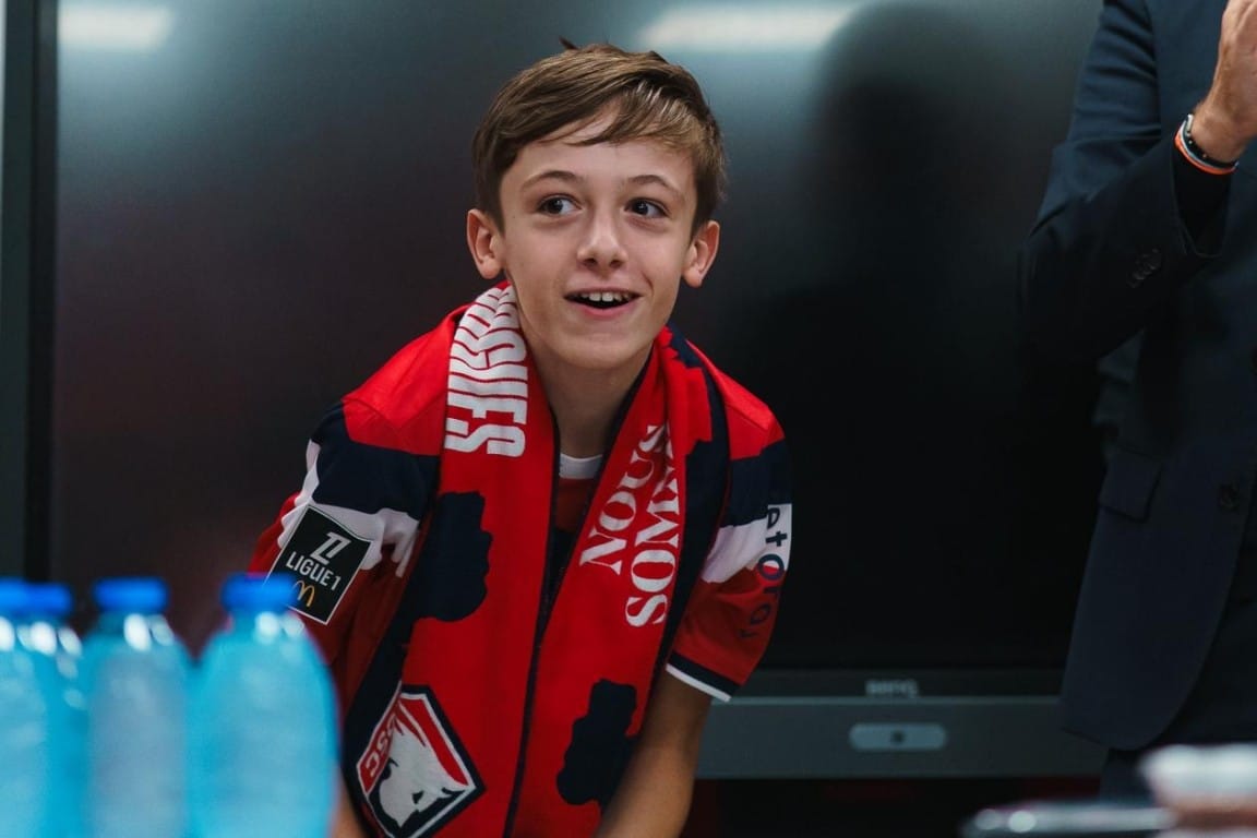 Milan LOSC Milan, jeune garçon hospitalisé mis à l'honneur pendant LOSC - ESTAC Troyes.