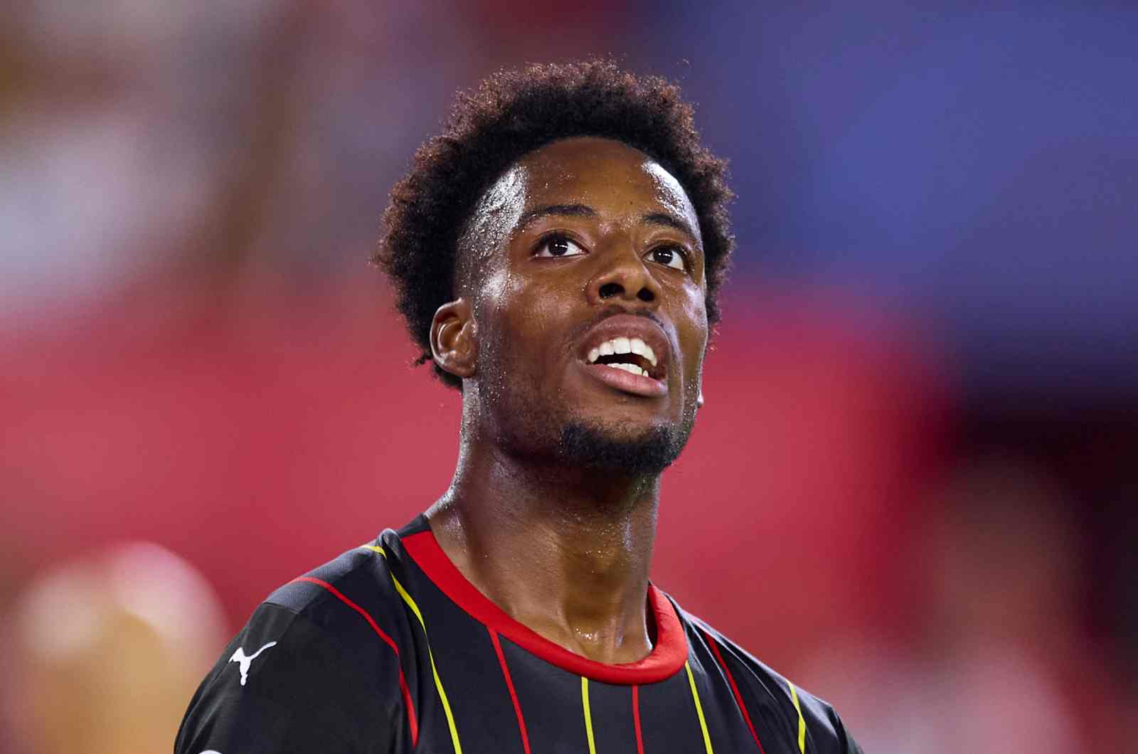 SEVILLE, SPAIN - SEPTEMBER 20: Elye Wahi of RC Lens looks on during the UEFA Champions League match between Sevilla FC and RC Lens at Estadio Ramon Sanchez Pizjuan on September 20, 2023 in Seville, Spain.