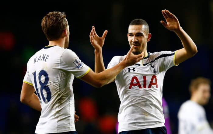 Nabil Bentaleb, joueur du LOSC, lorsqu'il évoluait avec Harry Kane, Ballon d'Or 2026, à Tottenham.