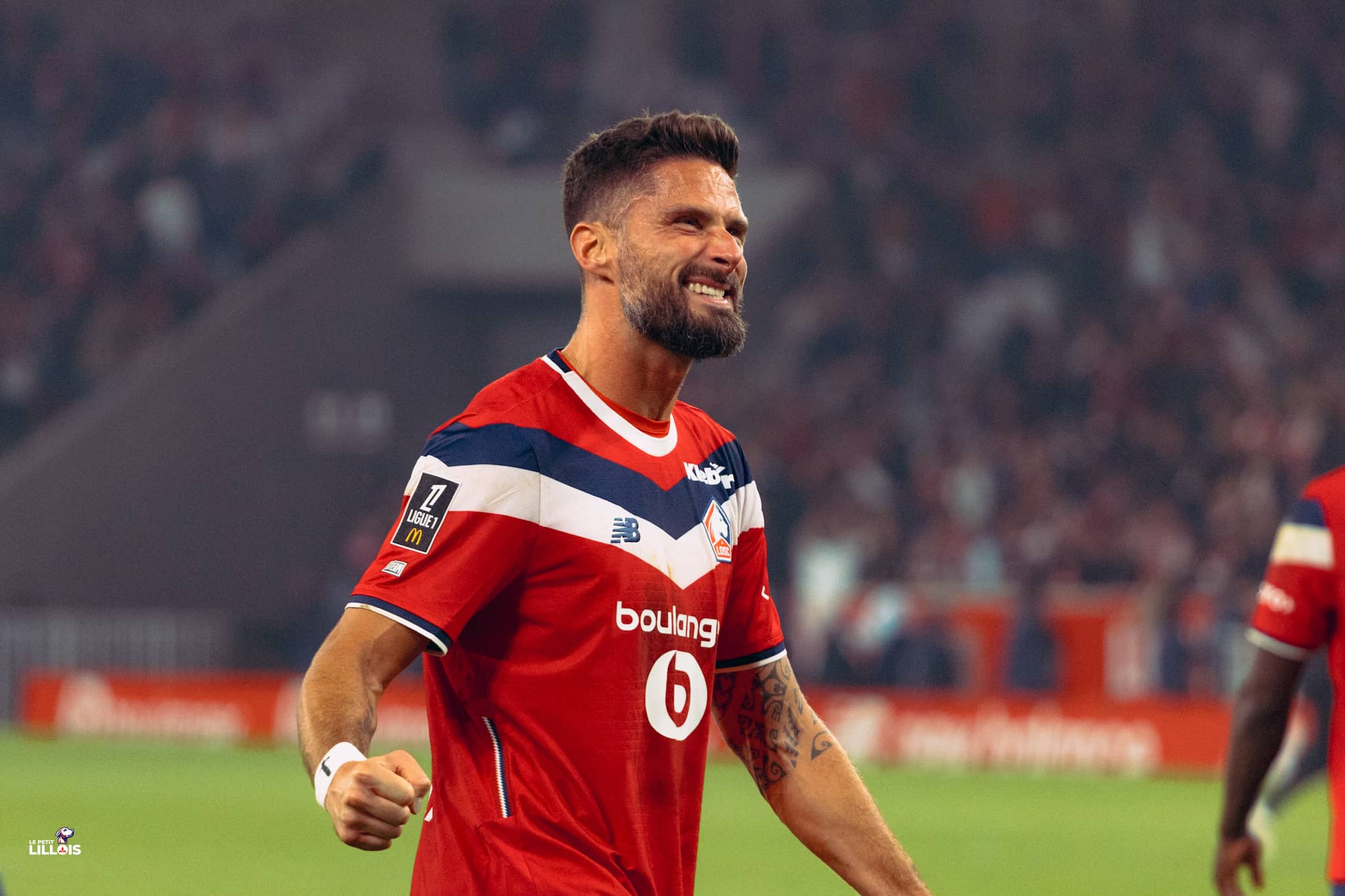 Olivier Giroud, attaquant du LOSC, buteur face &agrave; Lens.