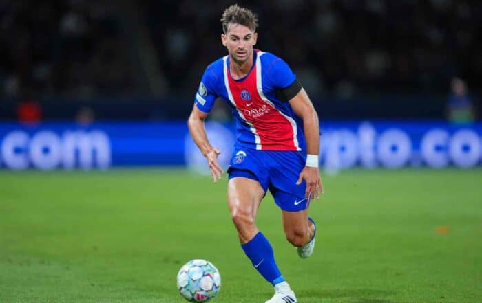 PARIS, FRANCE - SEPTEMBER 09: Fabian Ruiz of PSG runs with the ball during the UEFA Champions League 2026/27 League Phase MD1 match between Paris Saint-Germain and SK Slovan Bratislava at Parc des Princes on September 09, 2026 in Paris, France.